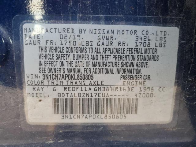 Photo 12 VIN: 3N1CN7AP0KL850805 - NISSAN VERSA S 