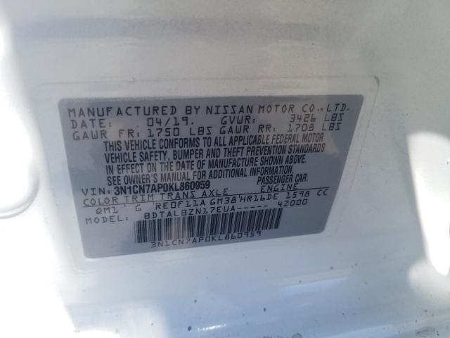 Photo 9 VIN: 3N1CN7AP0KL860959 - NISSAN VERSA S 