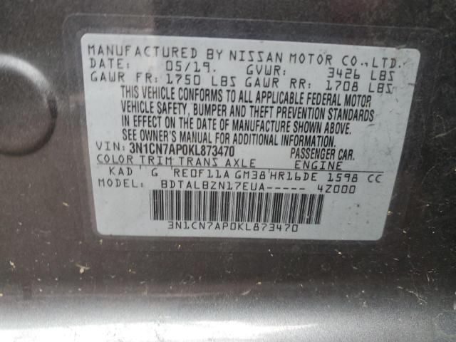 Photo 11 VIN: 3N1CN7AP0KL873470 - NISSAN VERSA S 