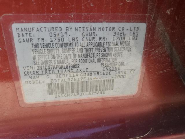 Photo 11 VIN: 3N1CN7AP0KL879852 - NISSAN VERSA S 