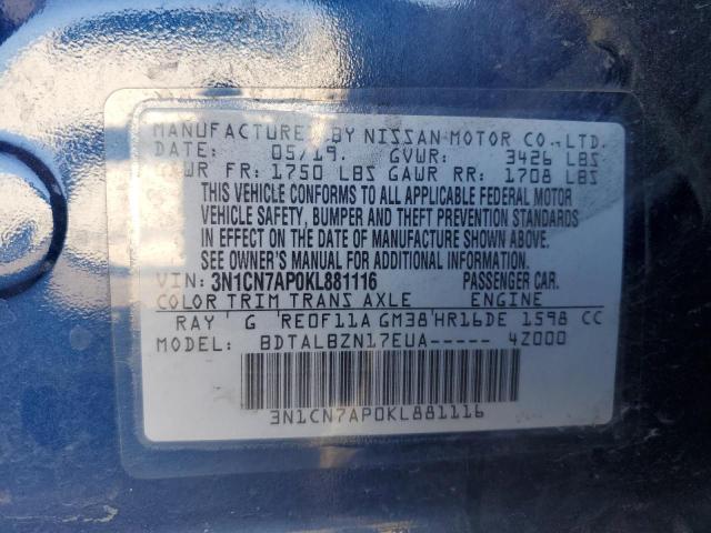 Photo 12 VIN: 3N1CN7AP0KL881116 - NISSAN VERSA 