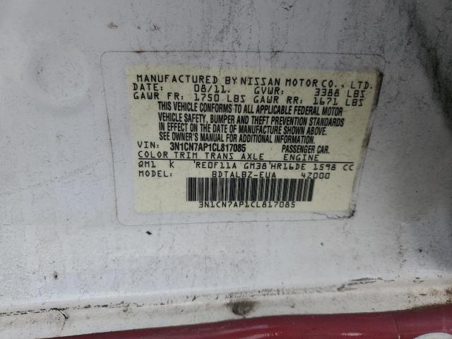 Photo 11 VIN: 3N1CN7AP1CL817085 - NISSAN VERSA S 