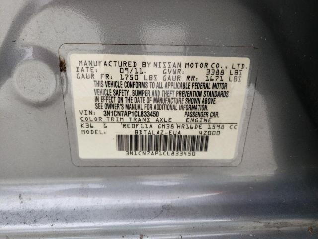 Photo 11 VIN: 3N1CN7AP1CL833450 - NISSAN VERSA S 