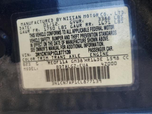 Photo 11 VIN: 3N1CN7AP1CL877139 - NISSAN VERSA S 