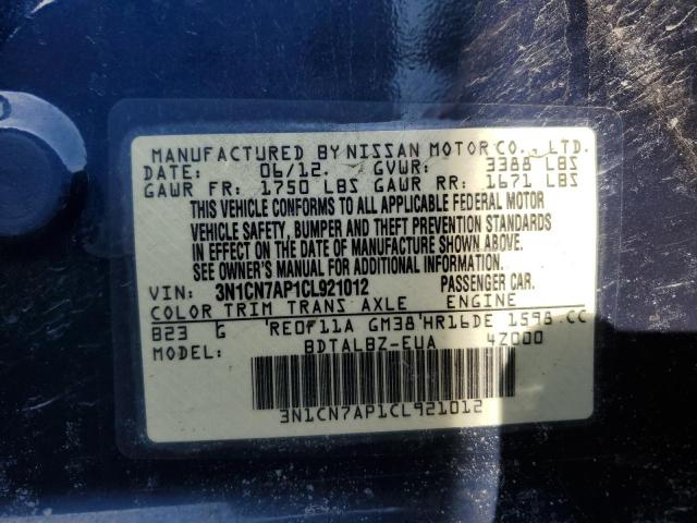 Photo 11 VIN: 3N1CN7AP1CL921012 - NISSAN VERSA 