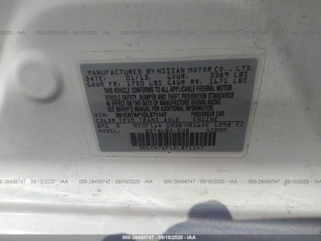 Photo 8 VIN: 3N1CN7AP1DL871147 - NISSAN VERSA 