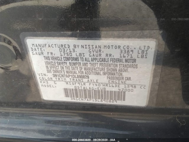 Photo 8 VIN: 3N1CN7AP1DL890829 - NISSAN VERSA 