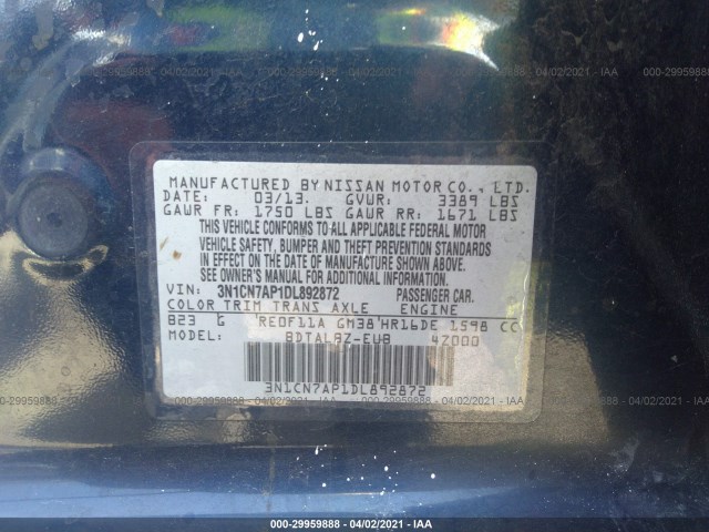 Photo 8 VIN: 3N1CN7AP1DL892872 - NISSAN VERSA 