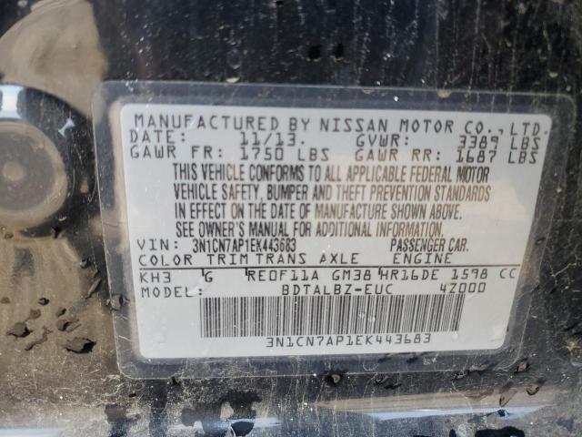 Photo 11 VIN: 3N1CN7AP1EK443683 - NISSAN VERSA 