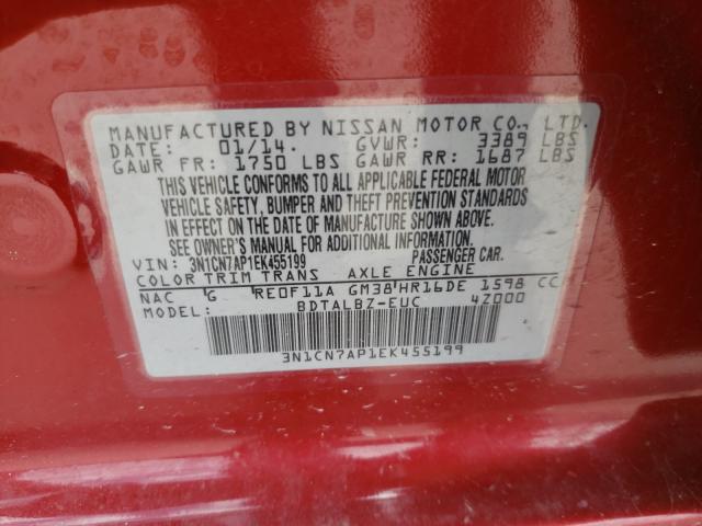 Photo 9 VIN: 3N1CN7AP1EK455199 - NISSAN VERSA S 