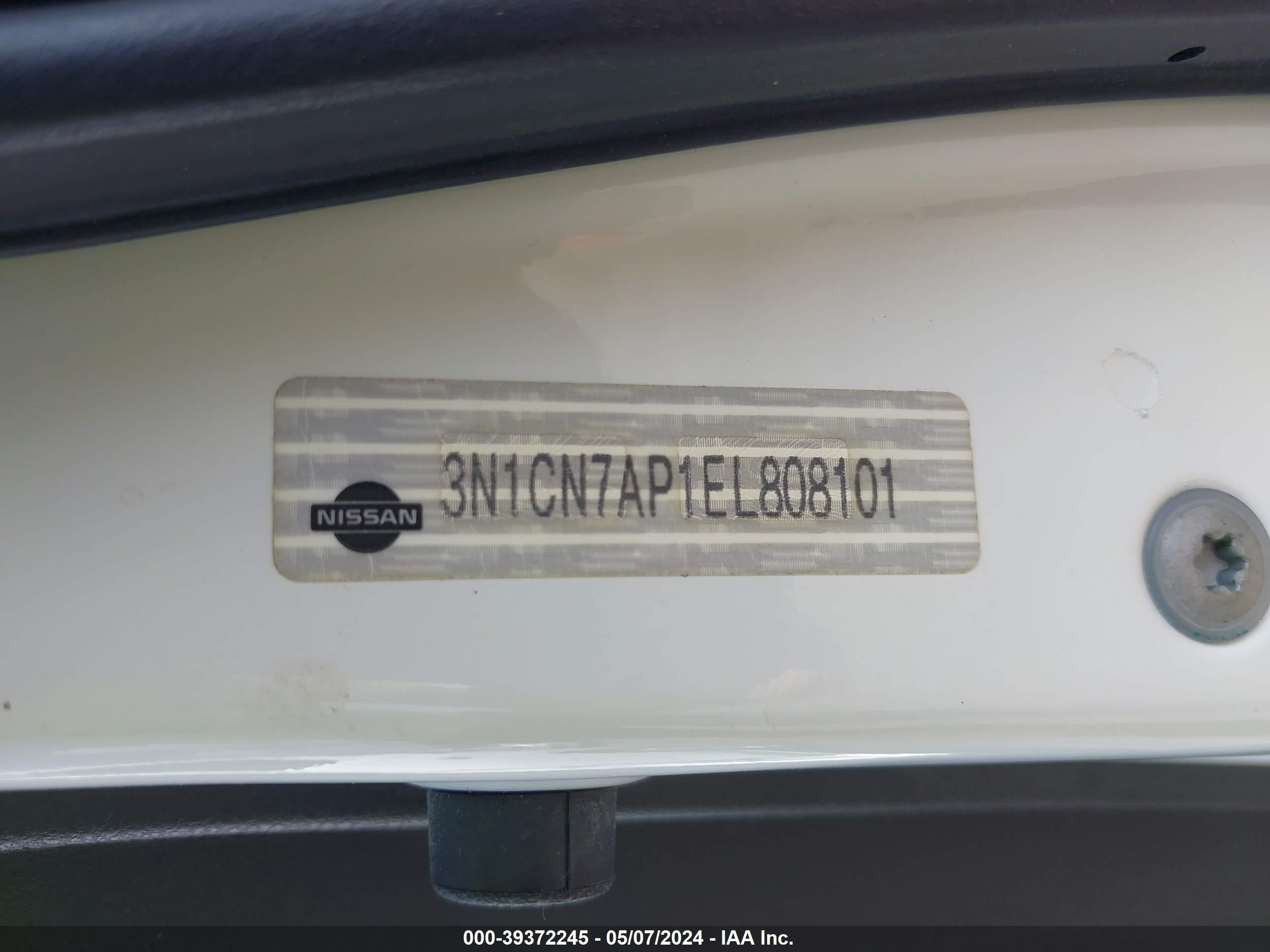 Photo 8 VIN: 3N1CN7AP1EL808101 - NISSAN VERSA 