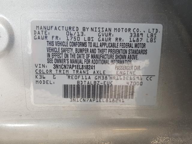 Photo 9 VIN: 3N1CN7AP1EL818241 - NISSAN VERSA 