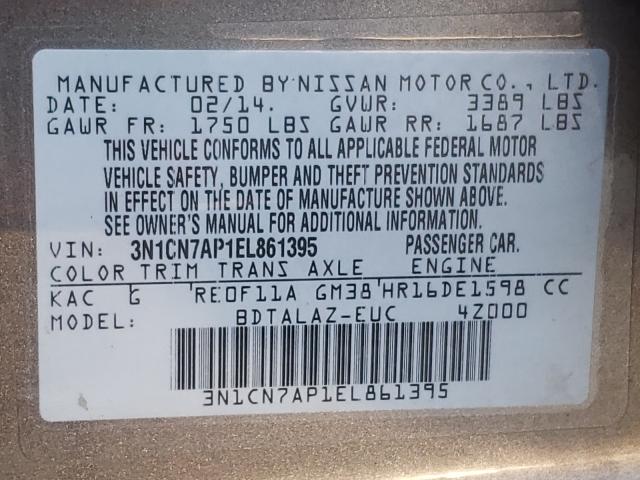 Photo 9 VIN: 3N1CN7AP1EL861395 - NISSAN VERSA 