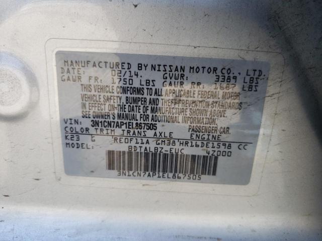 Photo 11 VIN: 3N1CN7AP1EL867505 - NISSAN VERSA S 