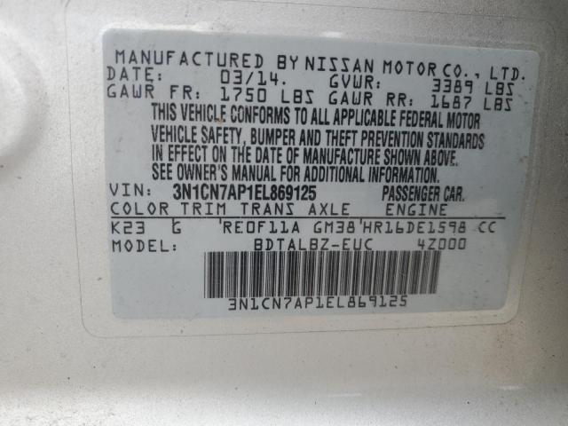 Photo 11 VIN: 3N1CN7AP1EL869125 - NISSAN VERSA 