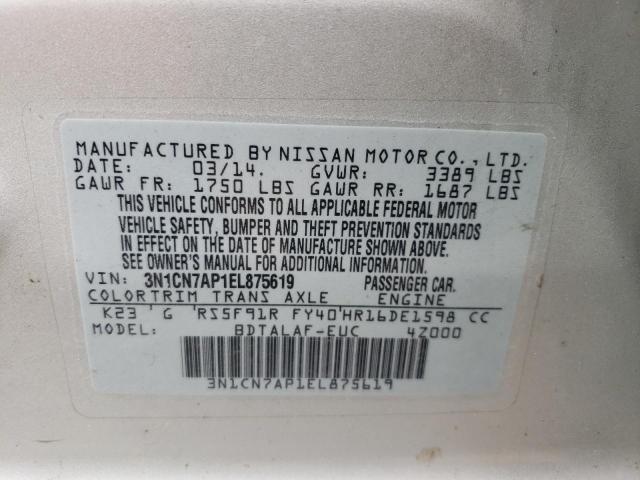 Photo 9 VIN: 3N1CN7AP1EL875619 - NISSAN VERSA 