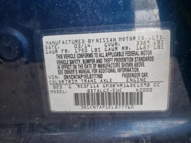 Photo 9 VIN: 3N1CN7AP1EL877760 - NISSAN VERSA S 