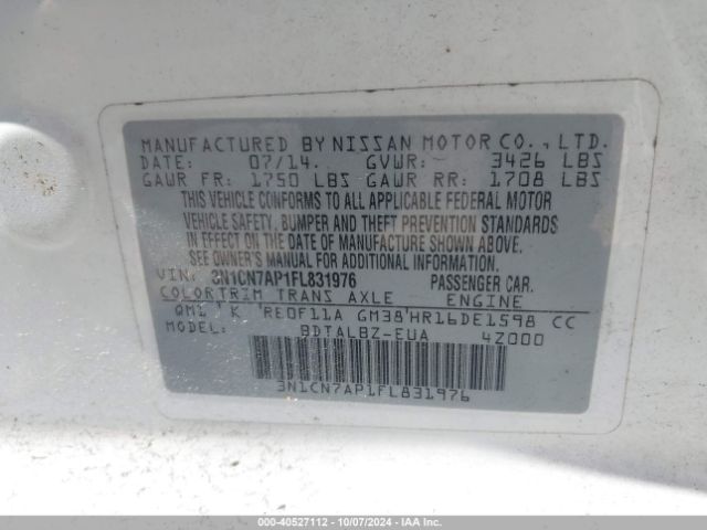 Photo 8 VIN: 3N1CN7AP1FL831976 - NISSAN VERSA 