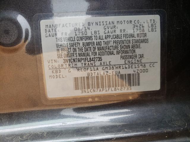 Photo 9 VIN: 3N1CN7AP1FL842735 - NISSAN VERSA S 