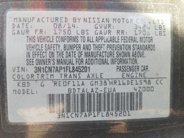 Photo 9 VIN: 3N1CN7AP1FL845201 - NISSAN VERSA S 