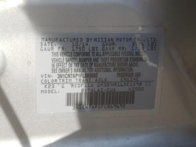 Photo 9 VIN: 3N1CN7AP1FL869692 - NISSAN VERSA S 