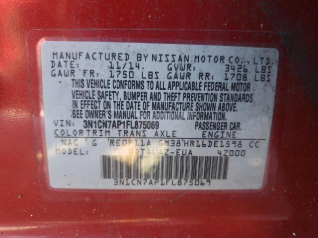 Photo 11 VIN: 3N1CN7AP1FL875069 - NISSAN VERSA S 