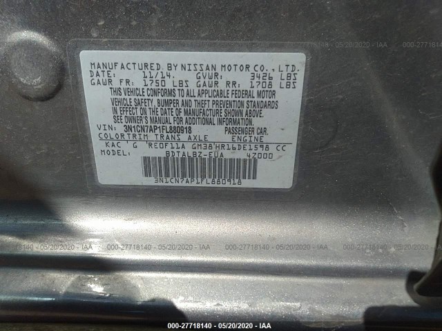 Photo 8 VIN: 3N1CN7AP1FL880918 - NISSAN VERSA 