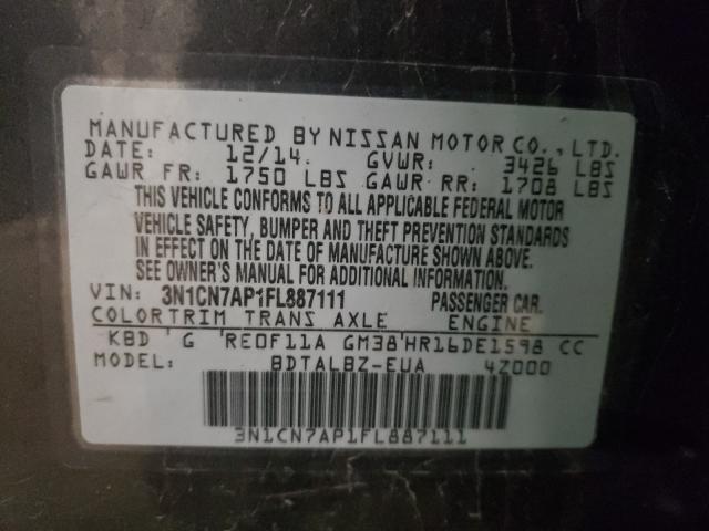 Photo 9 VIN: 3N1CN7AP1FL887111 - NISSAN VERSA S 