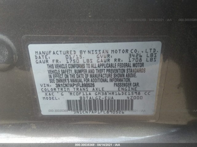 Photo 8 VIN: 3N1CN7AP1FL890526 - NISSAN VERSA 