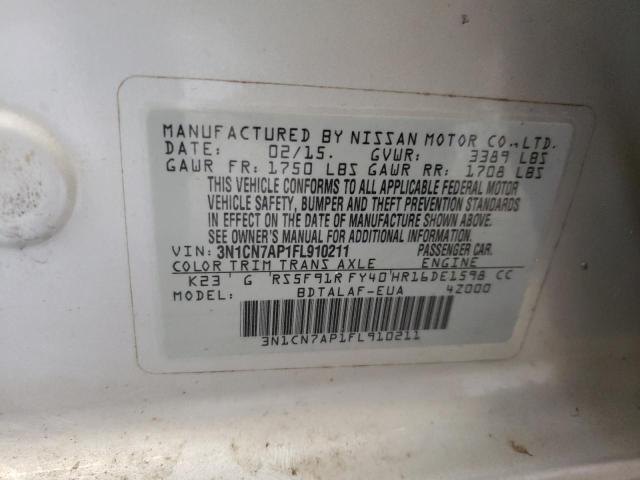 Photo 11 VIN: 3N1CN7AP1FL910211 - NISSAN VERSA S 