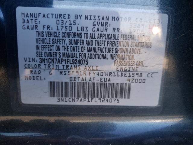 Photo 9 VIN: 3N1CN7AP1FL924075 - NISSAN VERSA S 