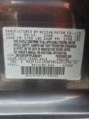 Photo 12 VIN: 3N1CN7AP1FL932421 - NISSAN VERSA S 