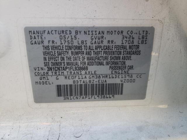 Photo 12 VIN: 3N1CN7AP1FL938669 - NISSAN VERSA S 