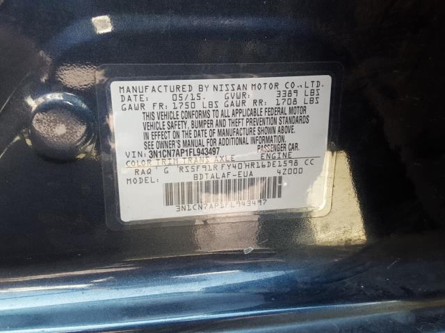 Photo 9 VIN: 3N1CN7AP1FL943497 - NISSAN VERSA S 