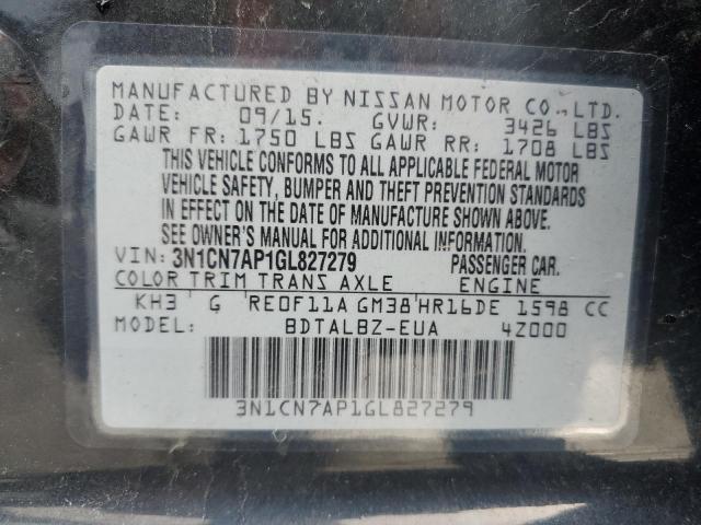 Photo 11 VIN: 3N1CN7AP1GL827279 - NISSAN VERSA 