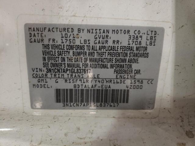 Photo 11 VIN: 3N1CN7AP1GL837617 - NISSAN VERSA 