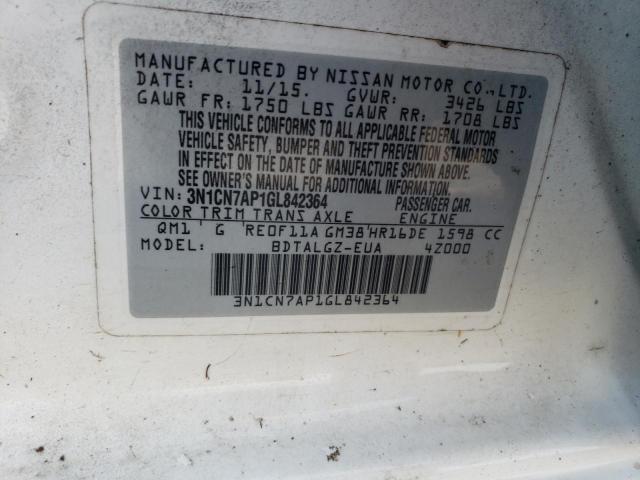 Photo 11 VIN: 3N1CN7AP1GL842364 - NISSAN VERSA S 