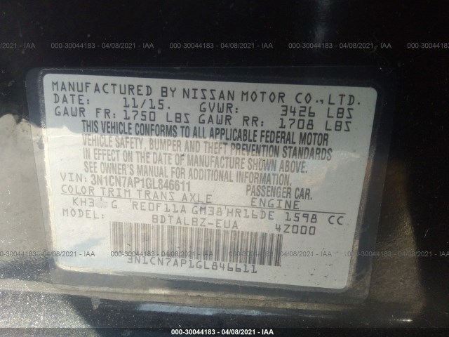 Photo 8 VIN: 3N1CN7AP1GL846611 - NISSAN VERSA 