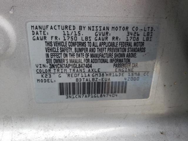 Photo 11 VIN: 3N1CN7AP1GL847404 - NISSAN VERSA S 