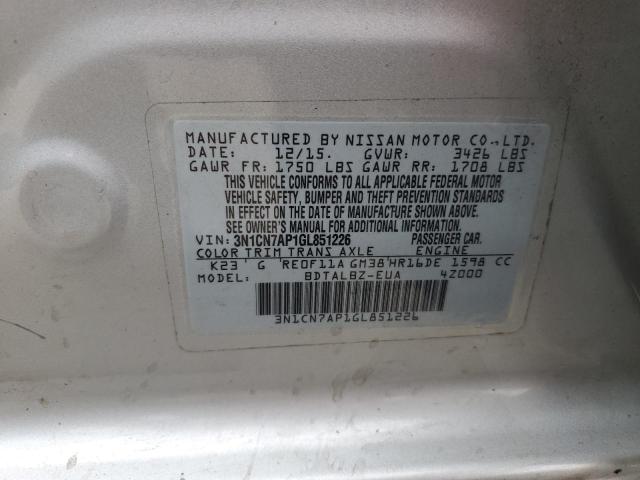 Photo 11 VIN: 3N1CN7AP1GL851226 - NISSAN VERSA S 