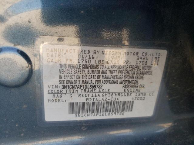 Photo 9 VIN: 3N1CN7AP1GL859732 - NISSAN VERSA S 