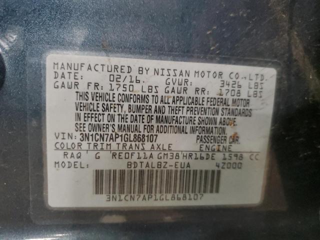 Photo 9 VIN: 3N1CN7AP1GL868107 - NISSAN VERSA S 