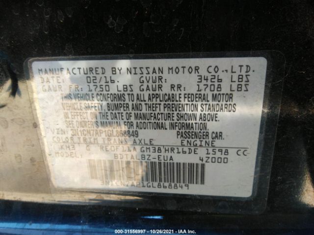 Photo 8 VIN: 3N1CN7AP1GL868849 - NISSAN VERSA 