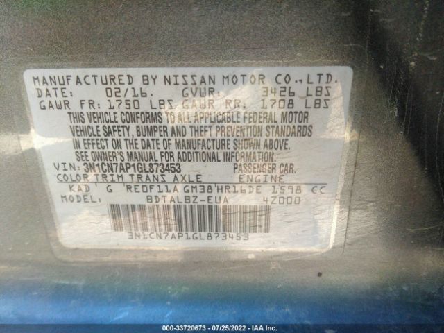 Photo 8 VIN: 3N1CN7AP1GL873453 - NISSAN VERSA 