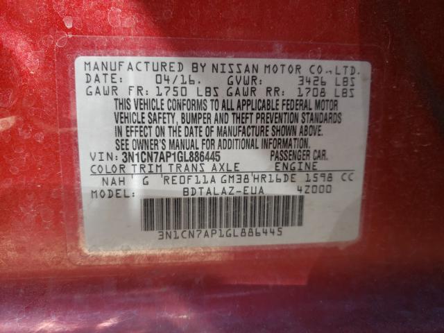 Photo 9 VIN: 3N1CN7AP1GL886445 - NISSAN VERSA S 