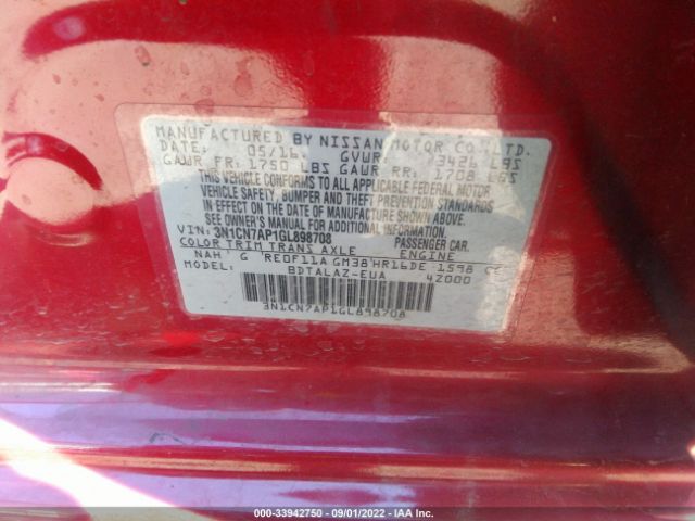 Photo 8 VIN: 3N1CN7AP1GL898708 - NISSAN VERSA 