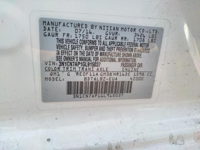 Photo 12 VIN: 3N1CN7AP1GL915037 - NISSAN VERSA S 