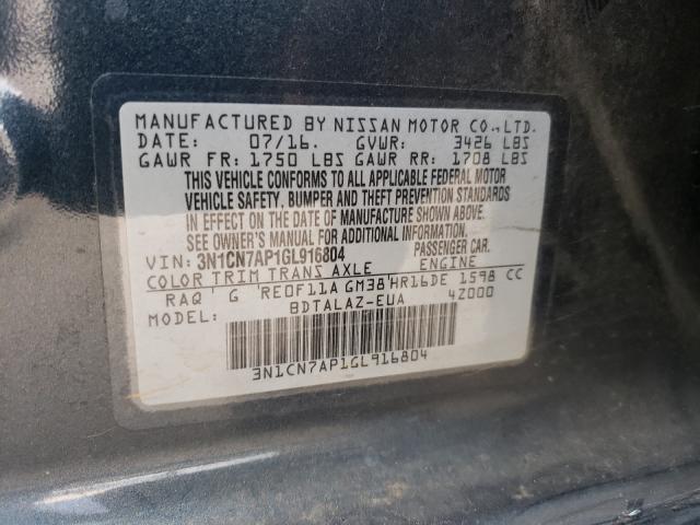 Photo 9 VIN: 3N1CN7AP1GL916804 - NISSAN VERSA S 