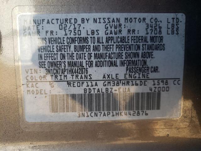 Photo 11 VIN: 3N1CN7AP1HK442876 - NISSAN VERSA S 