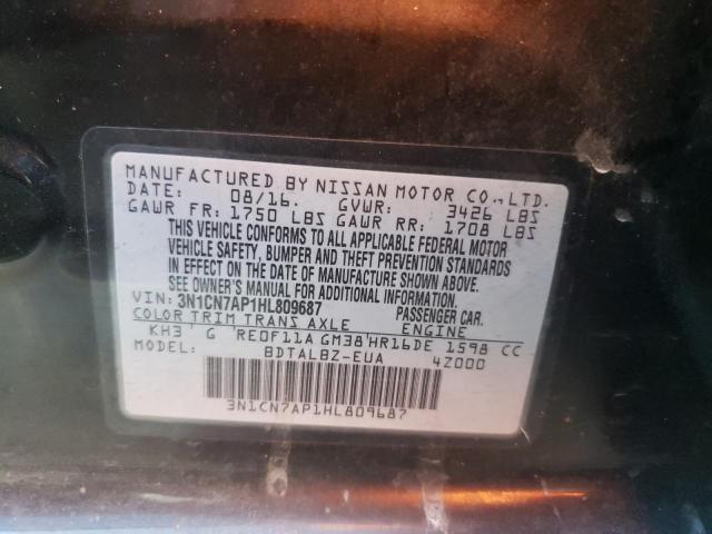 Photo 9 VIN: 3N1CN7AP1HL809687 - NISSAN VERSA S 